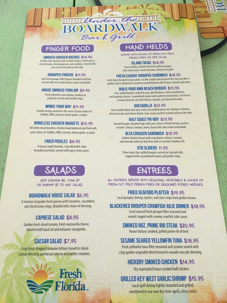 Menu at Under The Boardwalk Bar & Grill, Panama City Beach