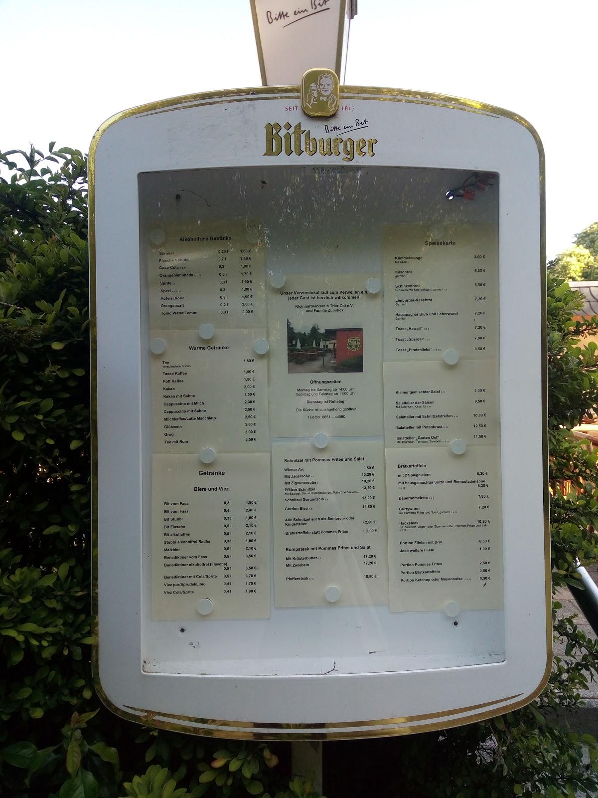 Speisekarte von KGV, Trier