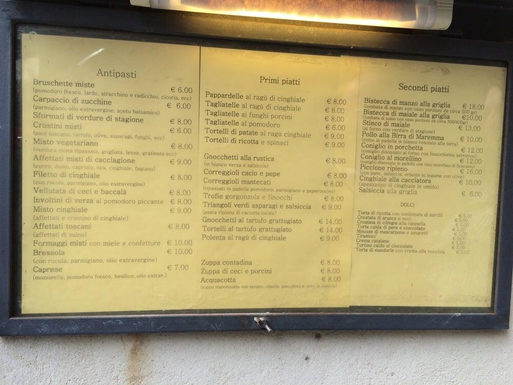 Menu Da Trattoria Al Pozzo Ristorante Capalbio