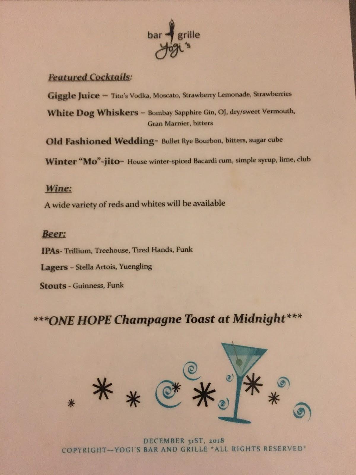 Menu at Yogi's Bar And Grille, Allentown