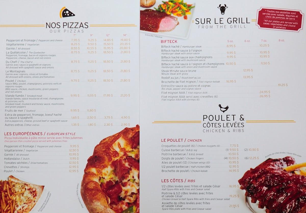 Menu au Le Montagnais restaurant, SainteAnnedeBeaupré