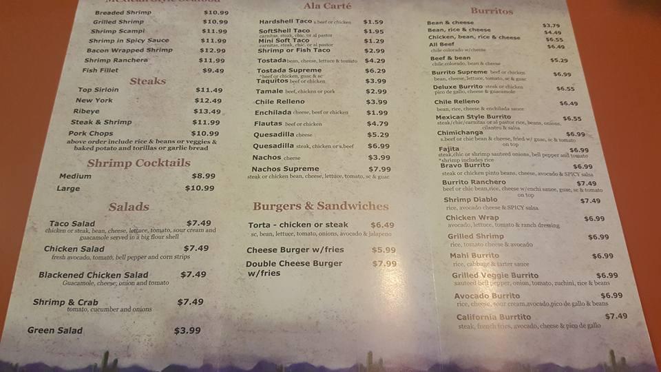 Menu at Ticos Tacos restaurant, Simi Valley, E Los Angeles Ave