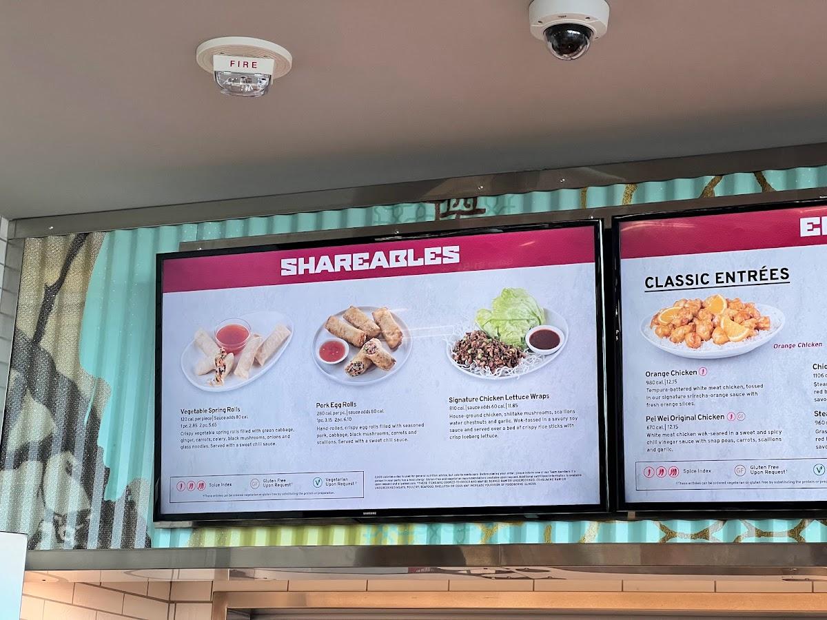 Menu at Pei Wei restaurant Boston