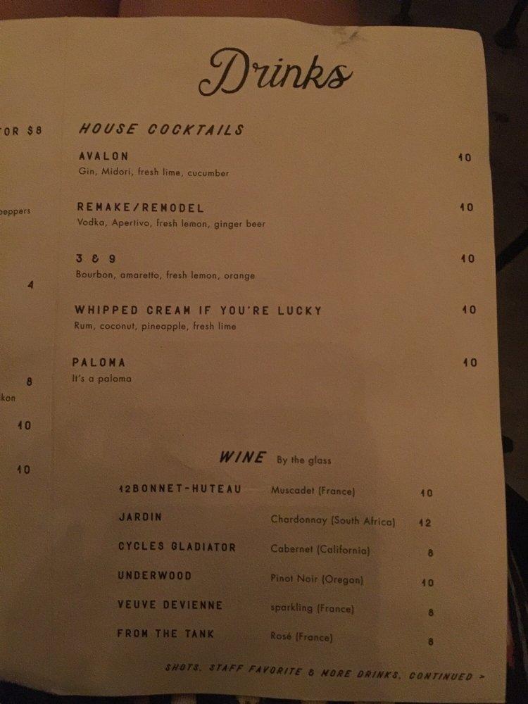 Menu at Rosemary & Beauty Queen pub & bar, Nashville