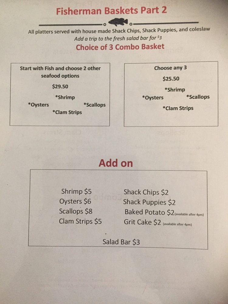 Carta del restaurante Swain Seafood Shack, Oak Island, 8317 E Oak Island Dr