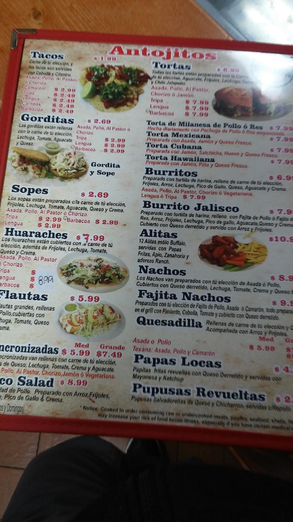 Menu at La Mexicana Supermarket and Restaurant, Rome