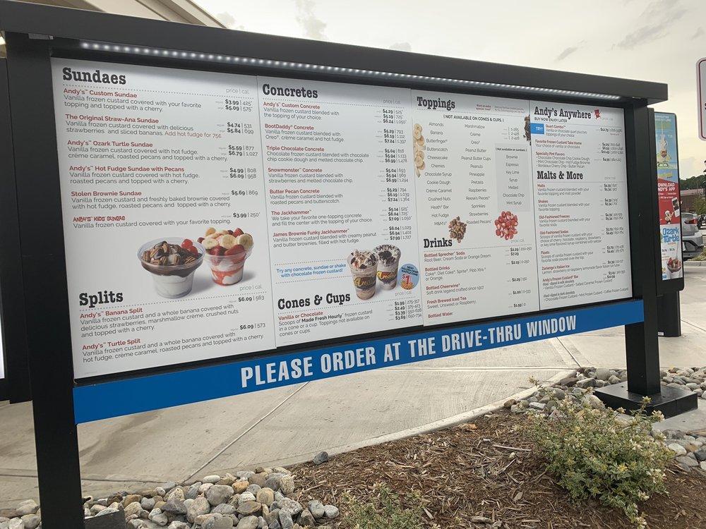 Menu At Andy S Frozen Custard Desserts Morrisville