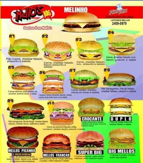 Mello's Burg Campo Grande cardápio