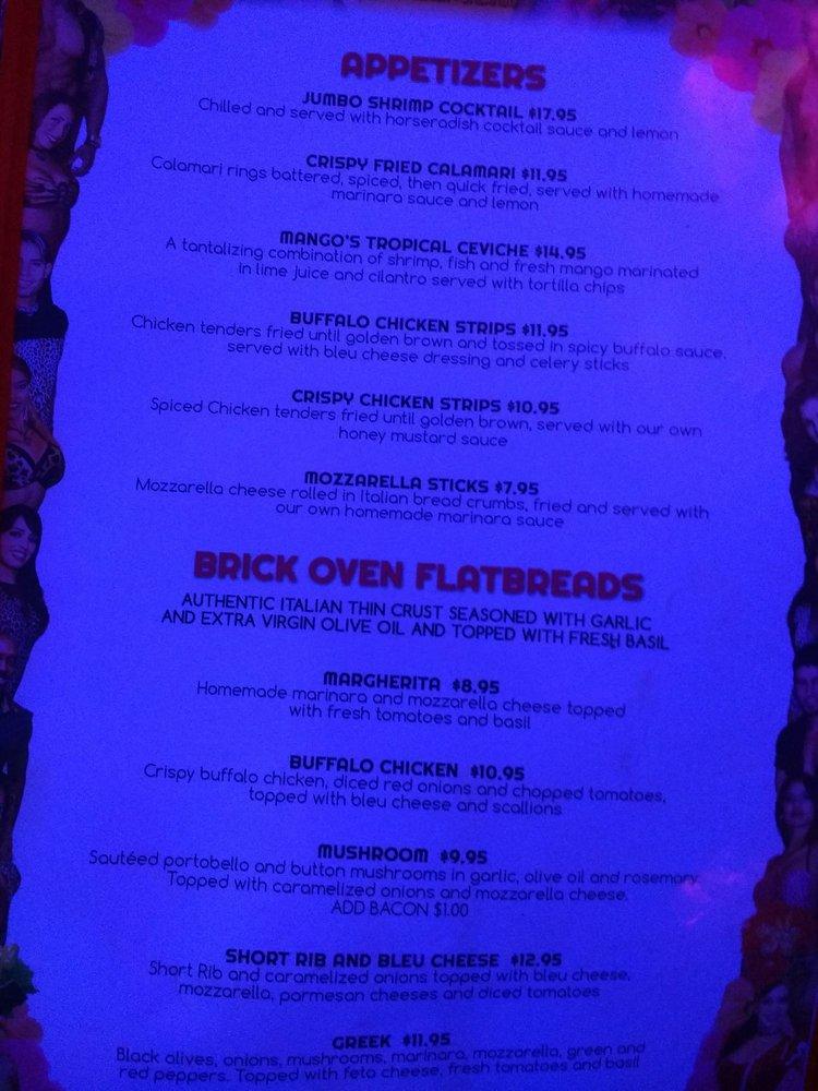 Menu at Mango's Tropical Cafe South Beach, Miami Beach, 900 Ocean Dr