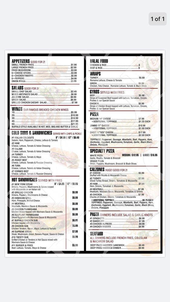 Carta del pub y bar Coalyard Charlie's, Rome