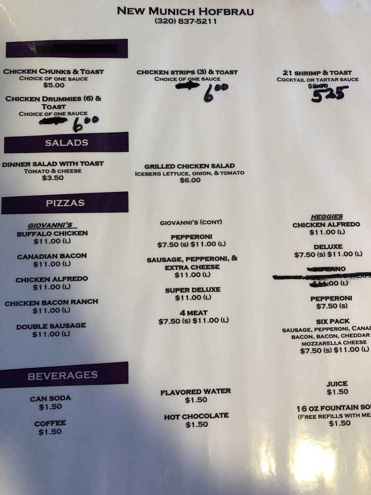 Menu at New Munich Hofbrau pub & bar, New Munich