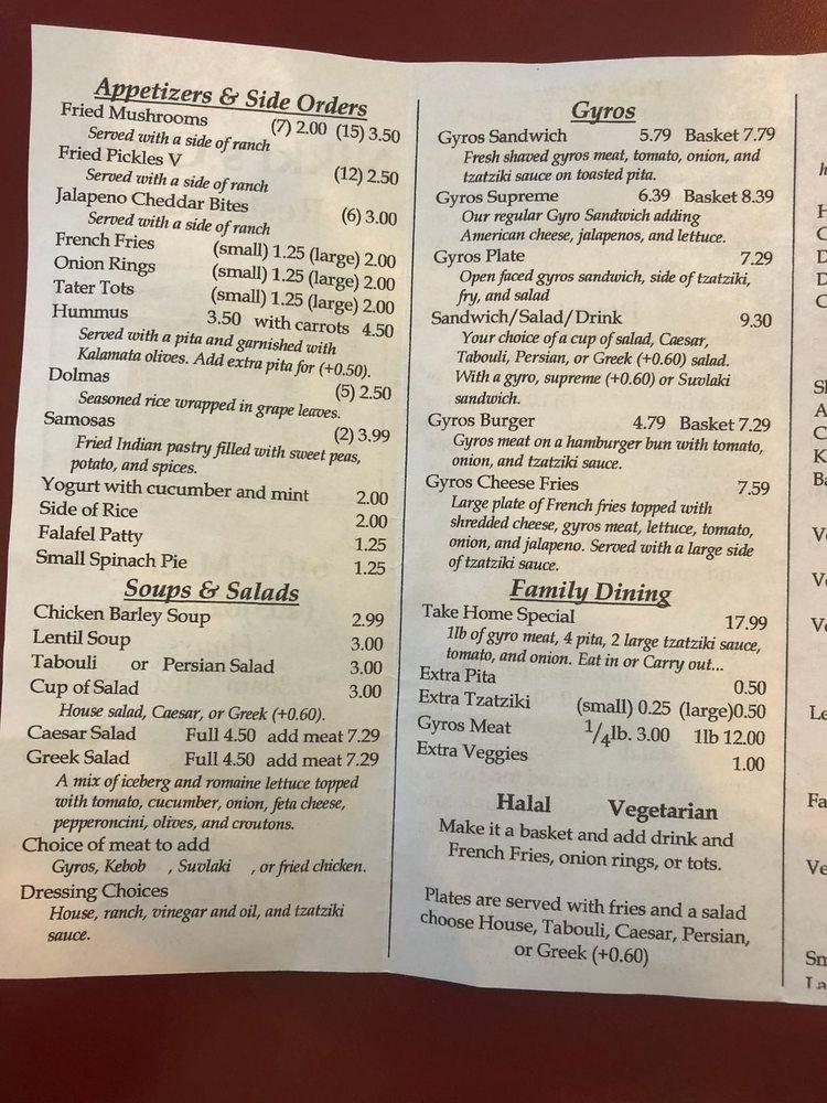 Menu at Nikki's Greek Restaurant, Stillwater