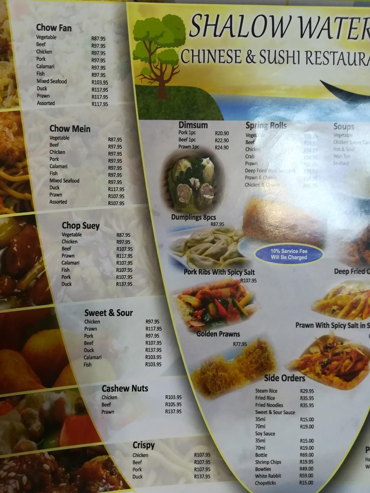 Menu at Shalow Waters Chinese & Sushi Restaurant, Randburg