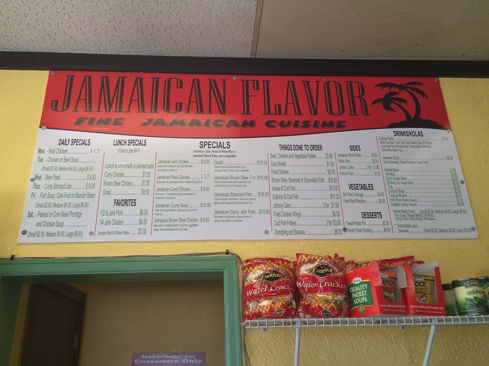 Menu at J's Jamaican Flava restaurant, Colorado Springs