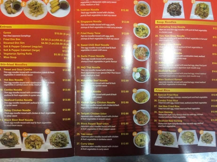 Menu at Noodle Sushi Bar, Mount Gambier