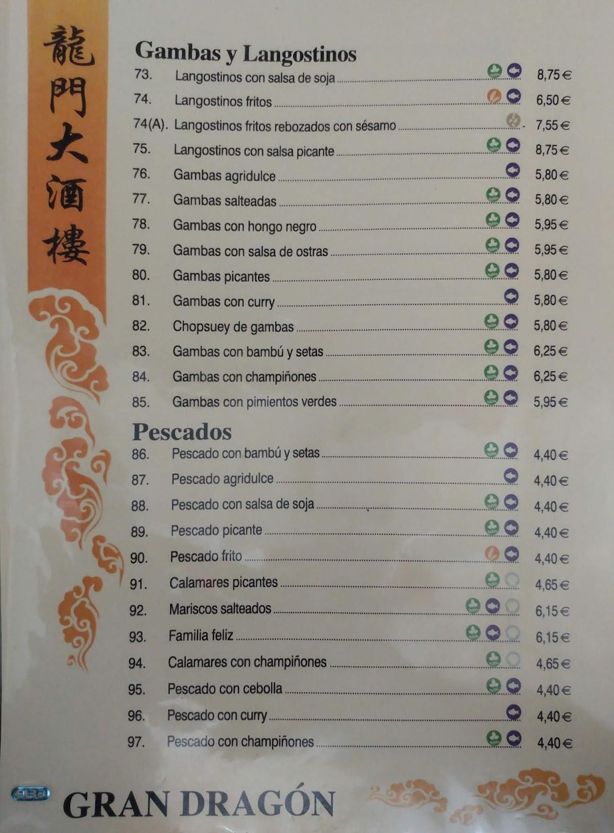 Carta De Restaurante Chino Gran Drag N M Laga