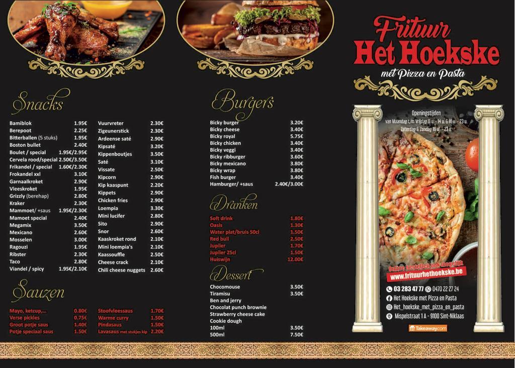 Menu At Frituur Het Hoekske Sint Niklaas