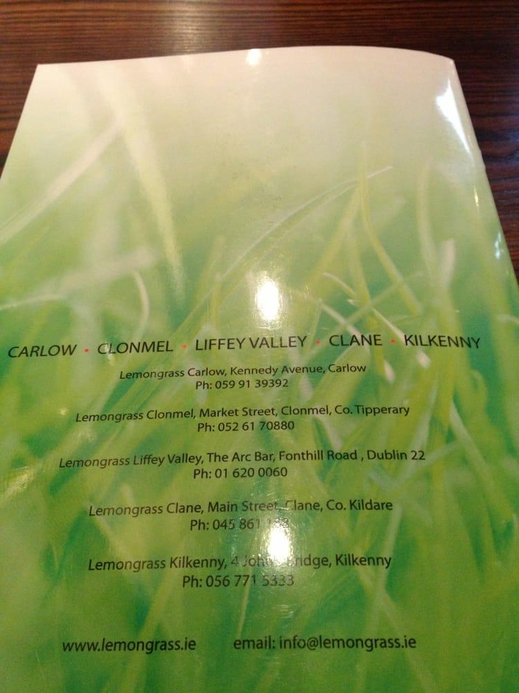 Menu at Lemongrass Restaurant Kilkenny, Kilkenny, 4 John's Bridge