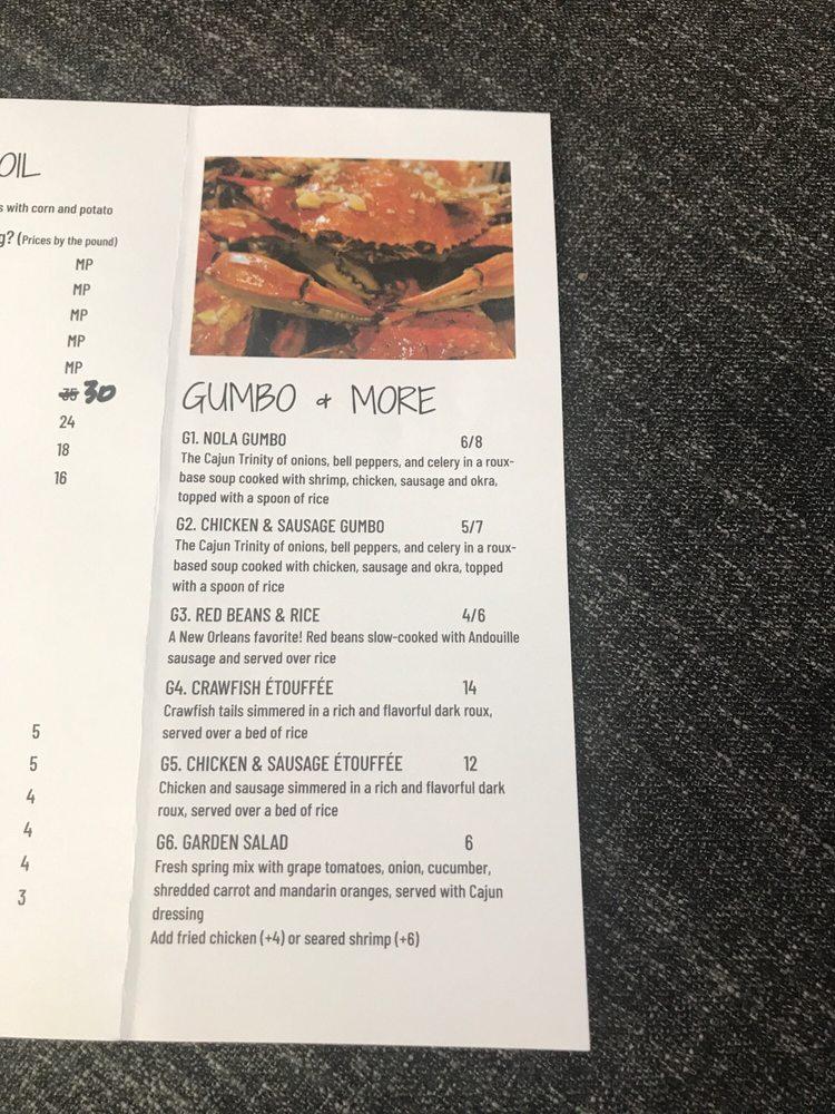 Menu at NOLA Cajun Kitchen restaurant, West Boylston