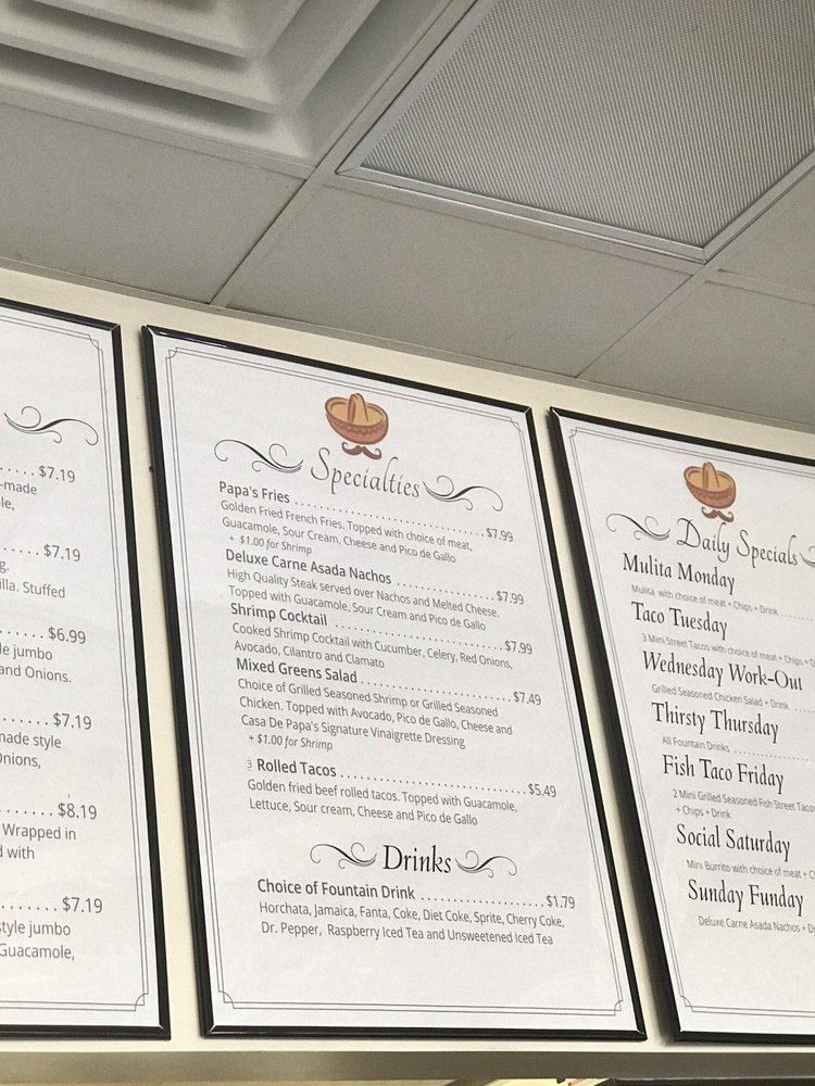 Carta de comida rápida Casa de Papa Gourmet Tacos, Surprise