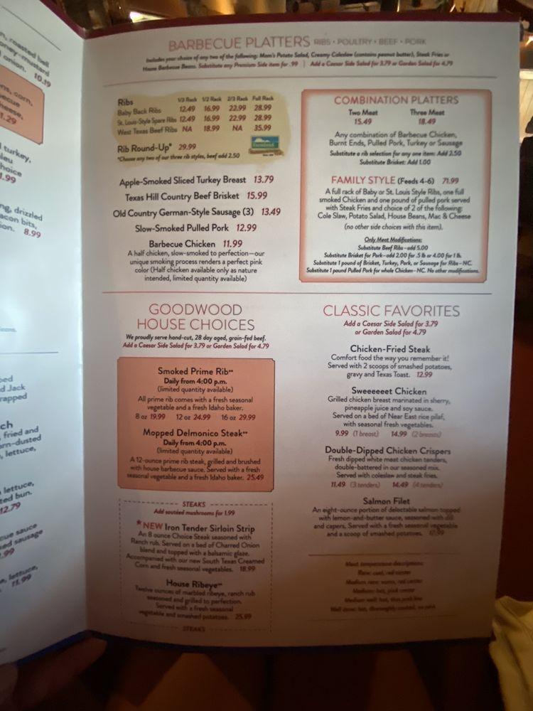 Menu at Goodwood Barbecue Co, Riverdale