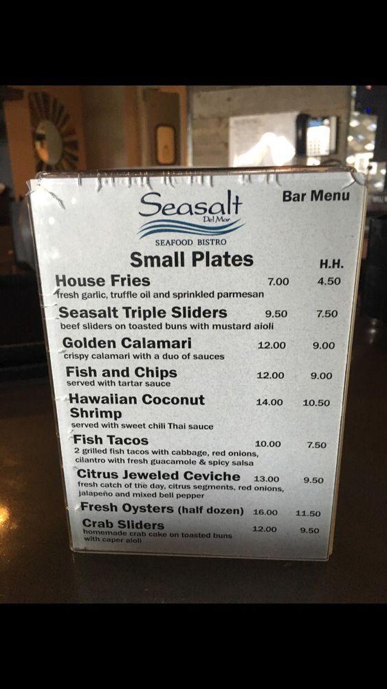 Menu at Seasalt Del Mar pub & bar, Del Mar