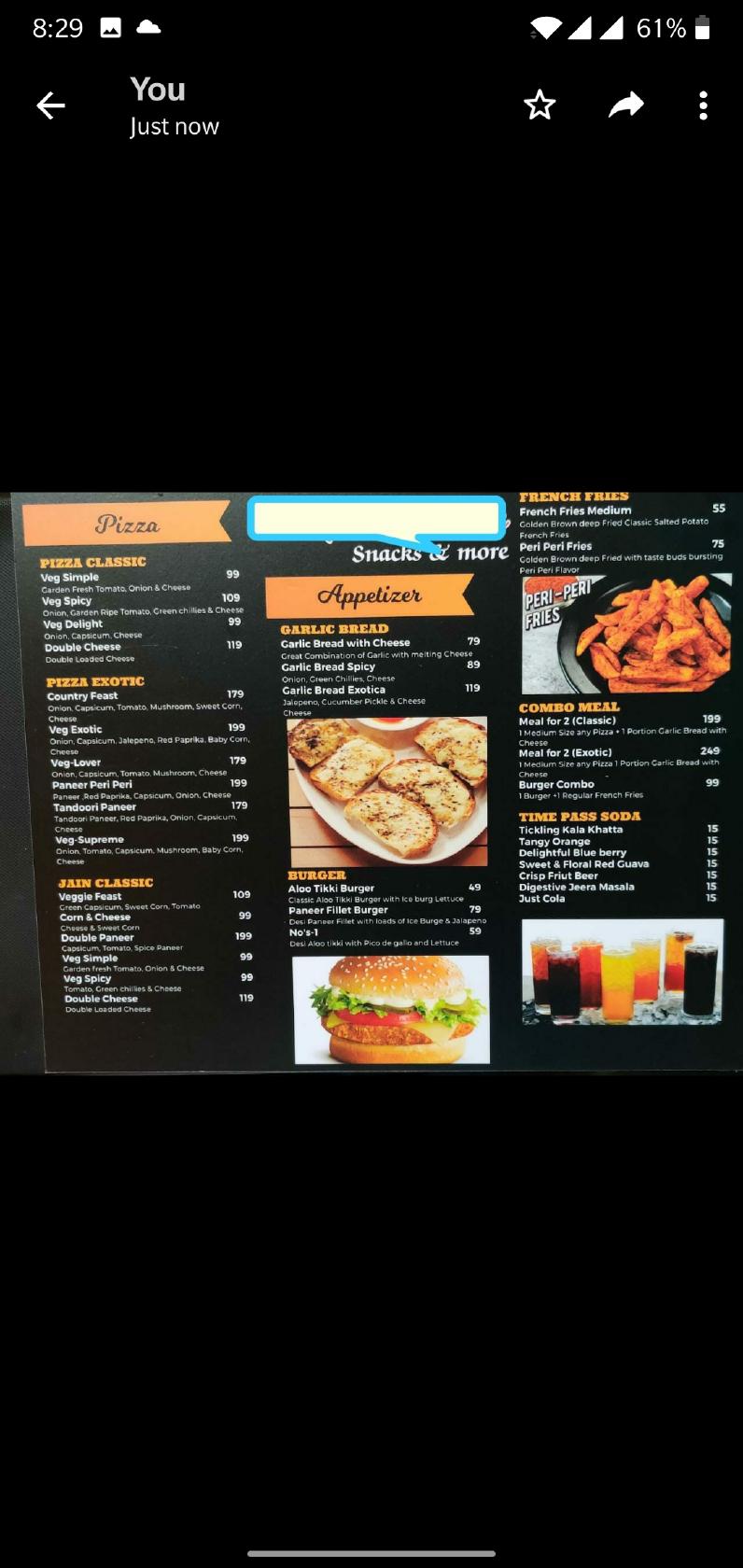 Snacks & More menu