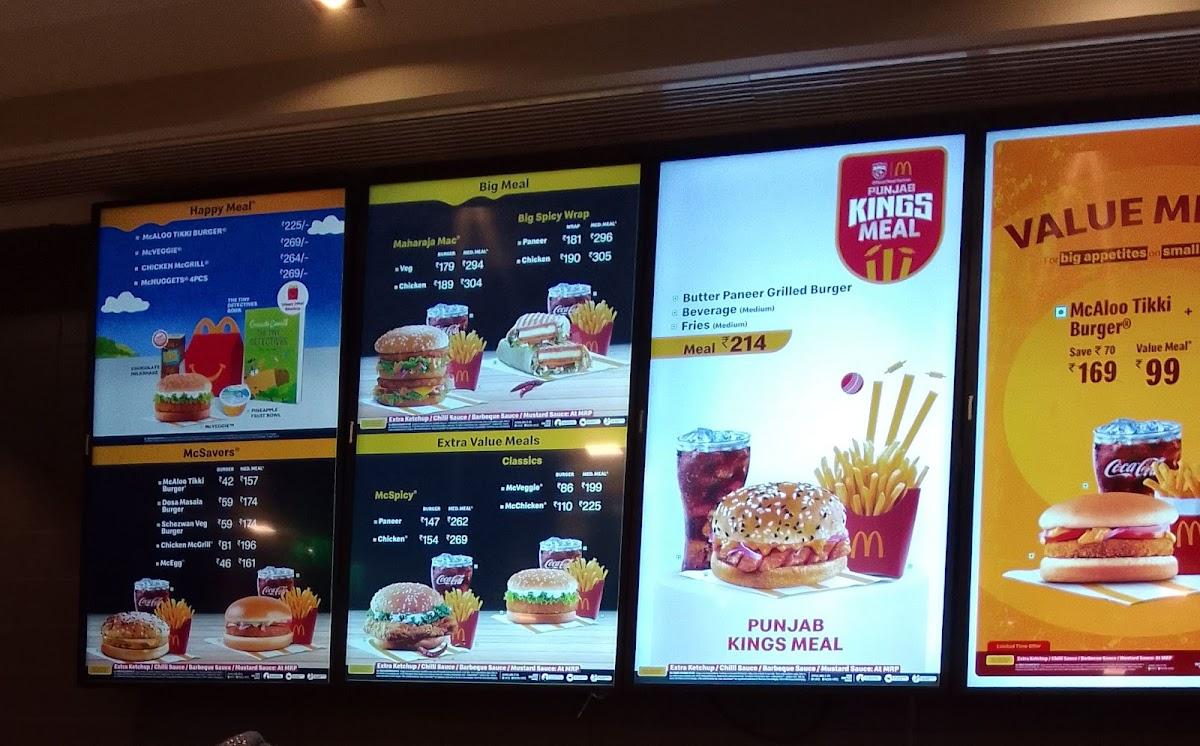 Menu at McDonald's, Kanpur, Z Square Shopping Mall