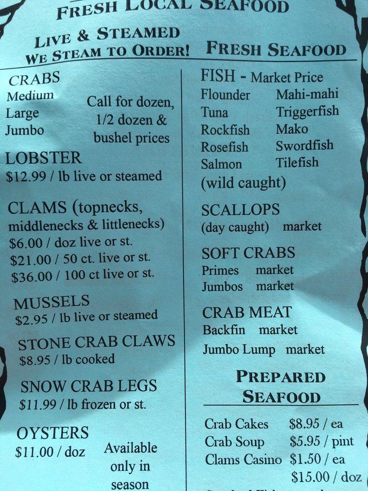 Menu at Captain Mac's Fish House & Seafood Market restaurant, USA