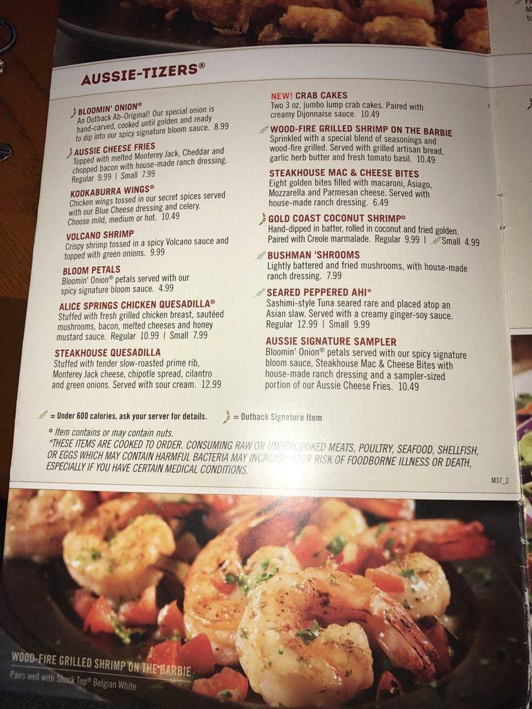 Menu at Outback Steakhouse, Fort Lauderdale, N Federal Hwy