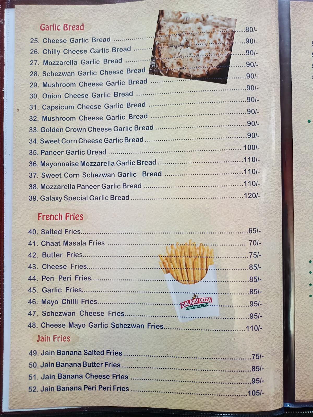 Menu at Galaxy Pizza, Badlapur