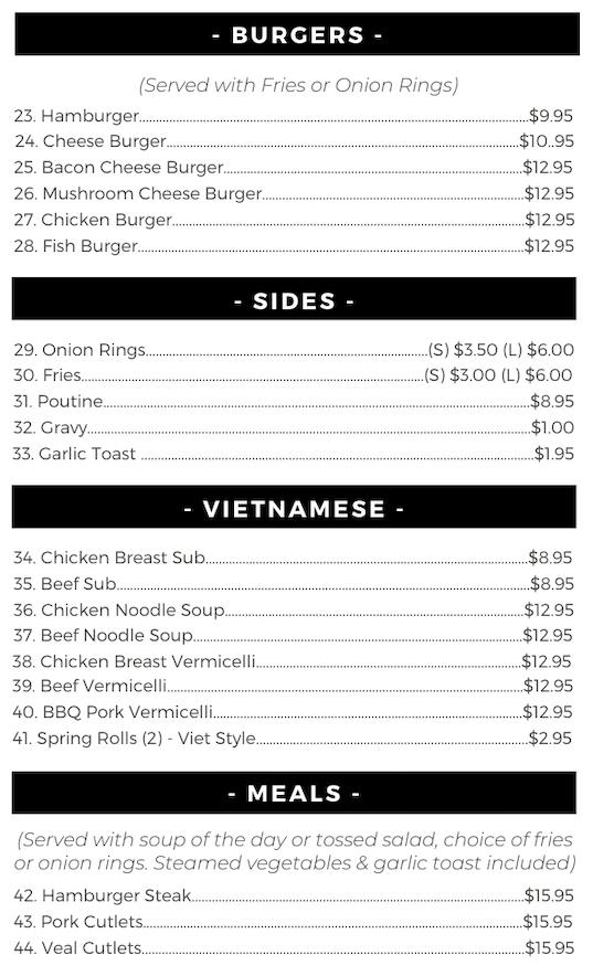Menu at House Of Eat & Drink restaurant, Calgary