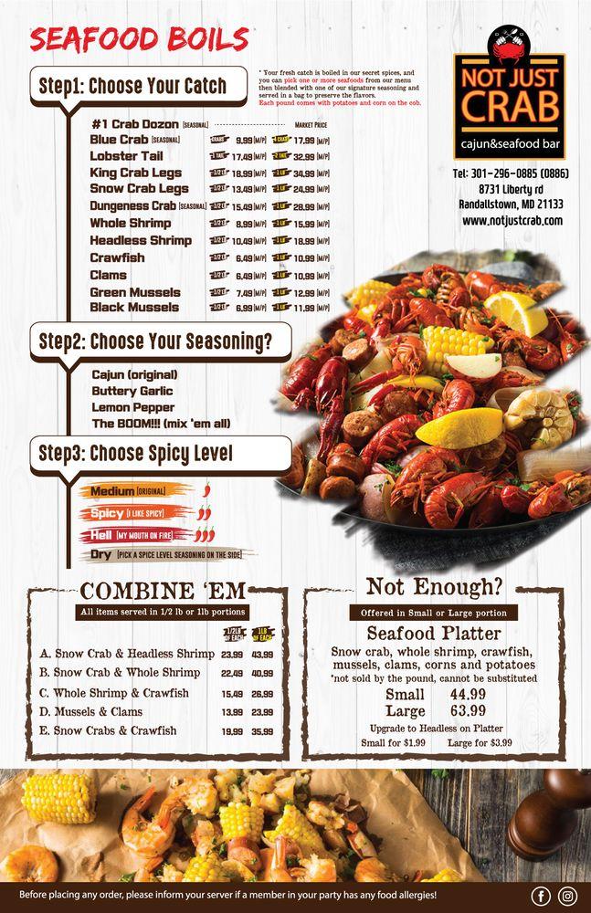 Menu At Not Just Crab Randallstown Restaurant Randallstown   Rd62 Not Just Crab Menu 