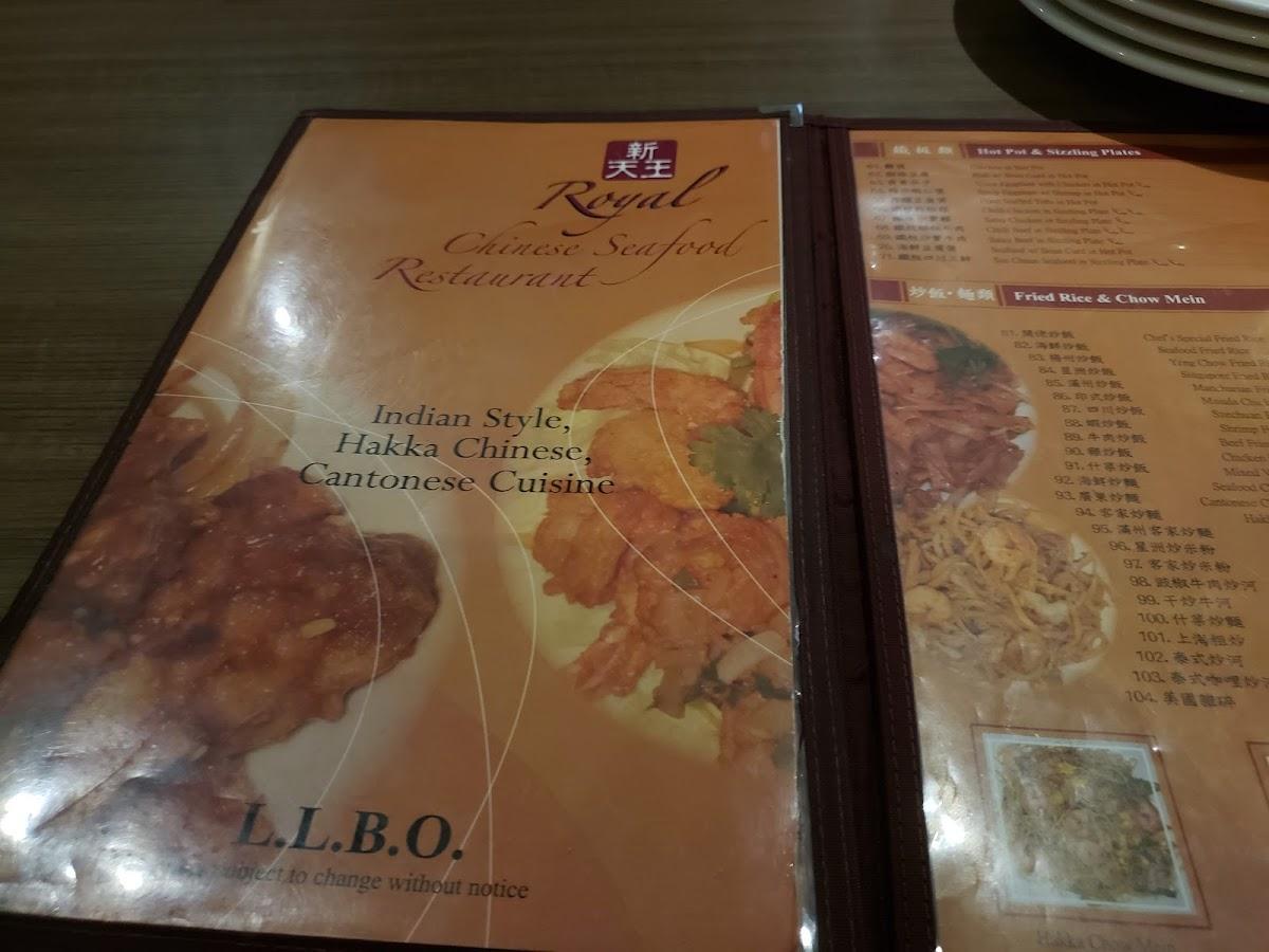 Menu at Royal Hakka Chinese Restaurant, Toronto