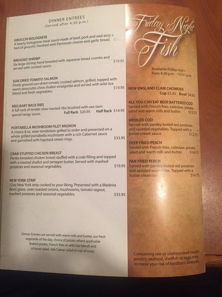 Menu at Wildflowers Restaurant, Pewaukee
