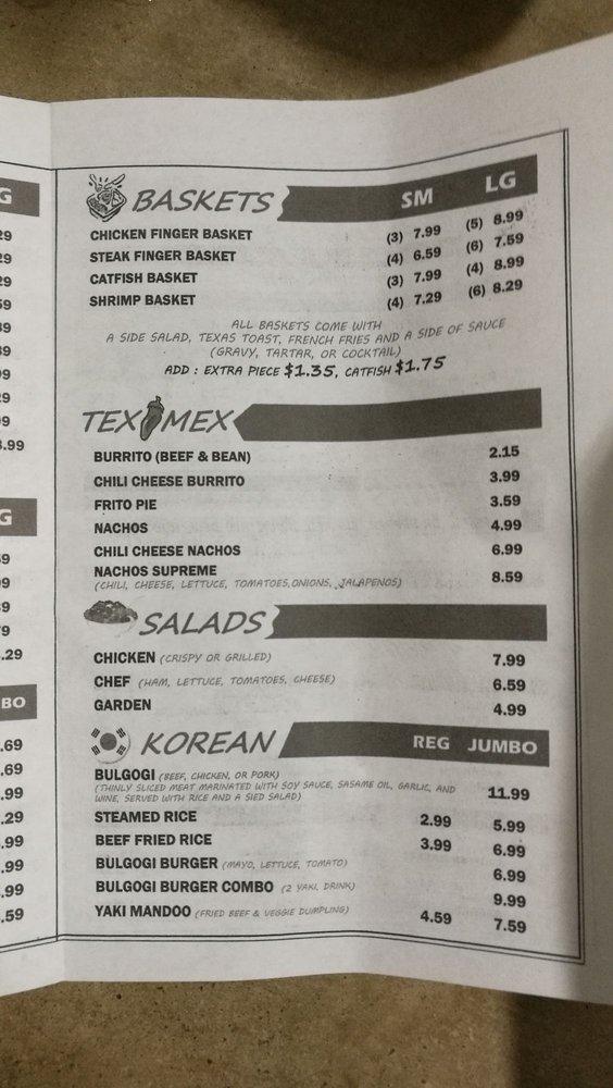 Menu at Burger Boy fast food, Gatesville