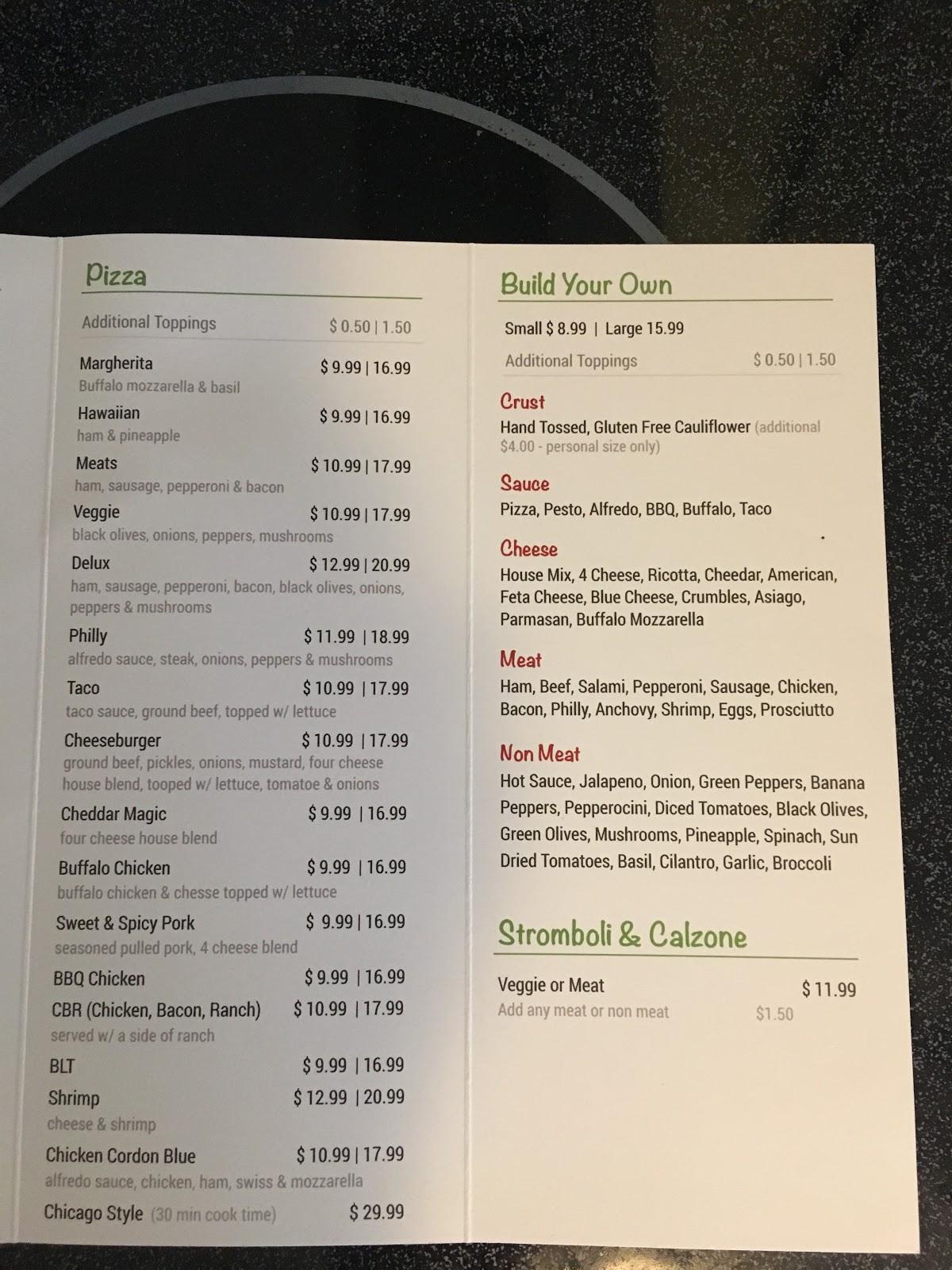 Menu at Stone Oven Pizzeria The Whistle Stop, Islamorada