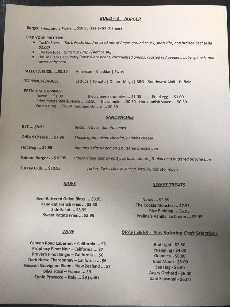 Menu at Tuck's Tavern pub & bar, Naugatuck