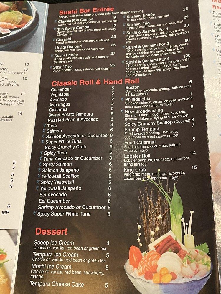 Menu at Masa Hibachi Sushi & Bar, Wyomissing