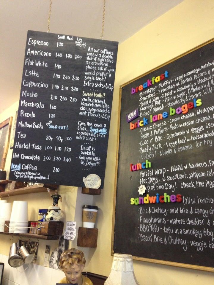 Menu at The Waiting Room Coffee Bar, London, 134 Deptford High St