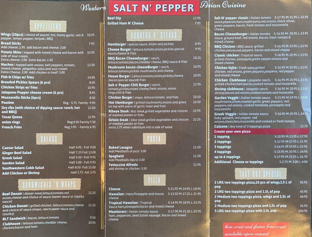 Menu at Salt N' Pepper Western & Asian Cuisine (Breton AB) restaurant