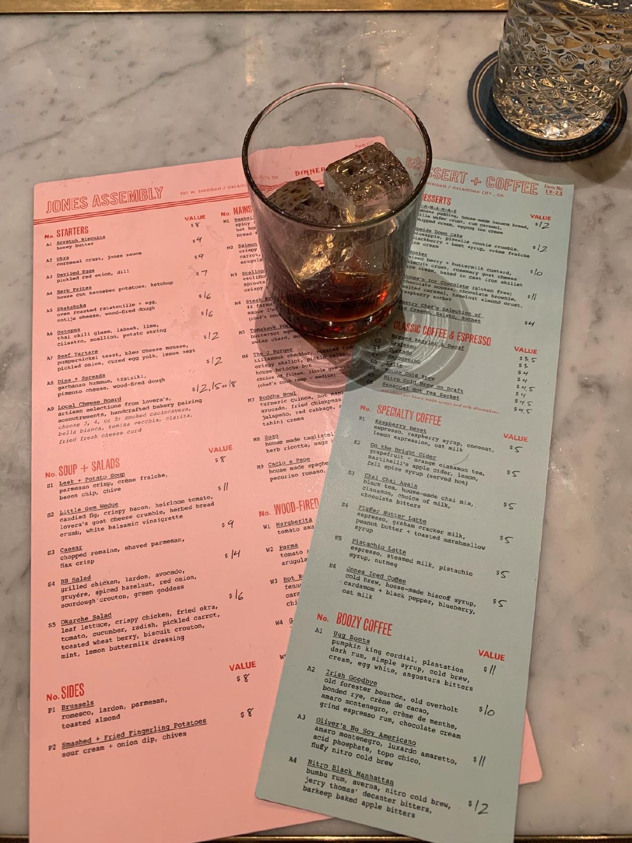 Menu at The Jones Assembly pub & bar, Oklahoma City