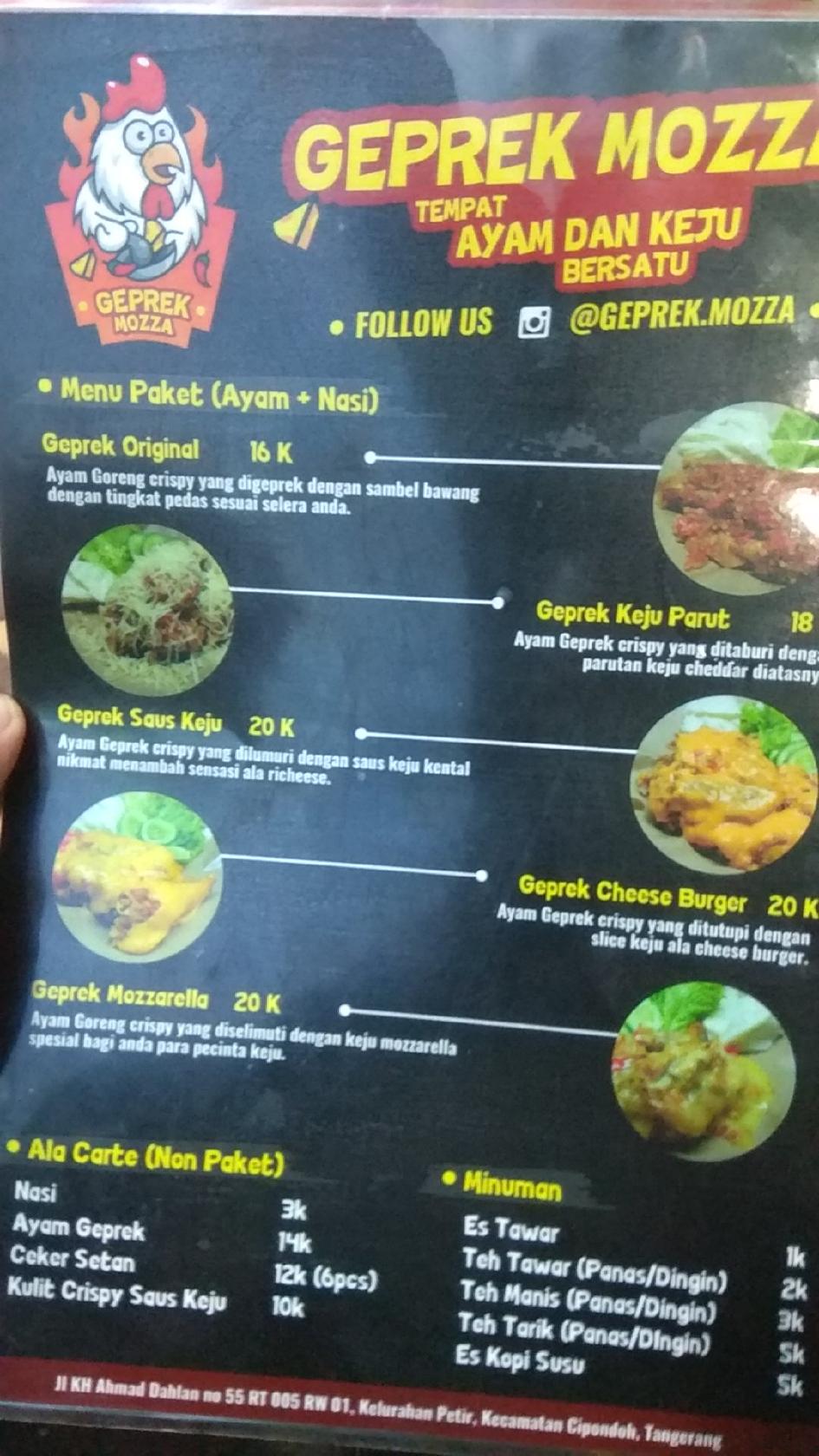 Menu At Geprek Mozza Restaurant Tangerang