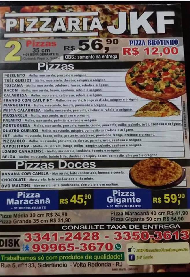 JKF Pizzaria & Hamburgueria cardápio