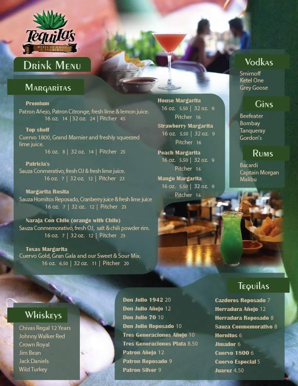 Menu at Tequilas Gastonia restaurant, Gastonia
