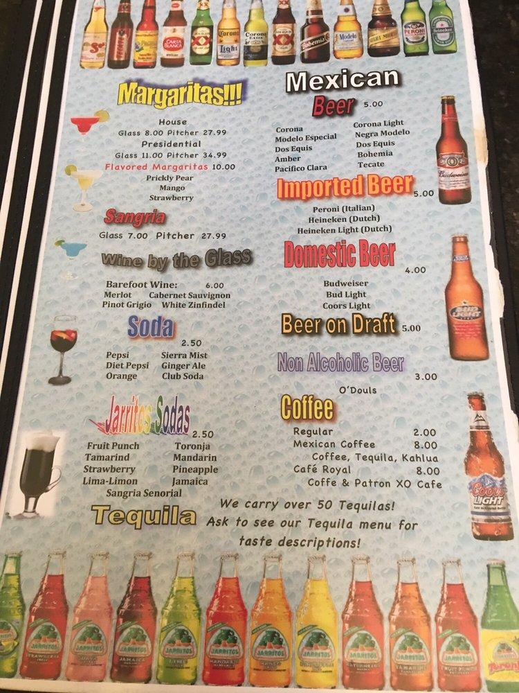 Menu at Cilantro restaurant, Fishkill