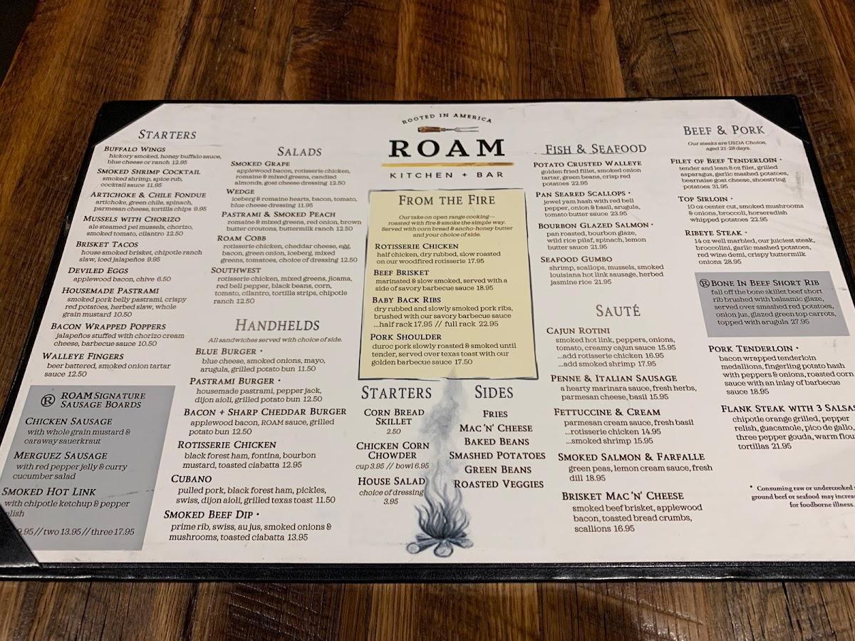 roam kitchen and bar sioux falls menu