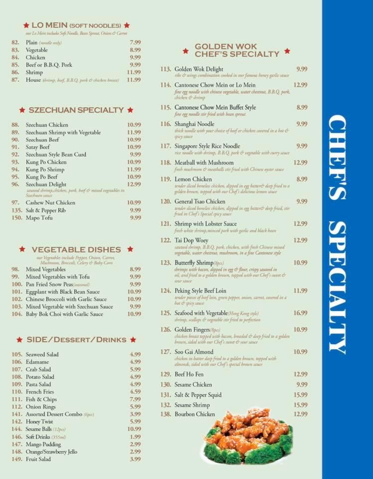 Menu at Golden Wok Chinese Restaurant, Orillia