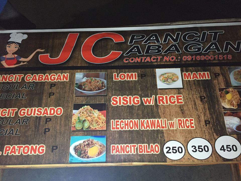 Menu at JC Pancit Cabagan and Restaurant, Philippines