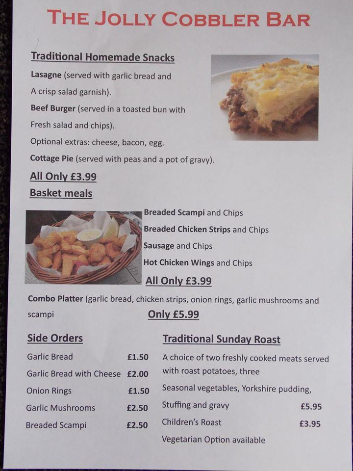 Menu at The Jolly Cobbler pub & bar, Bristol, Chiphouse Rd